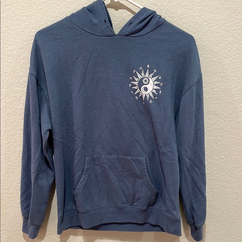 Blue Zodiac Sign with Sun and Eye Designed Hoodie